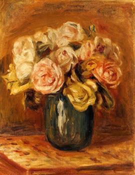Pierre Auguste Renoir : Roses in a Blue Vase II